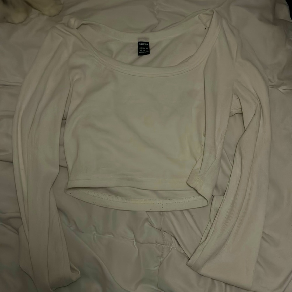 White Cropped Stripped Top